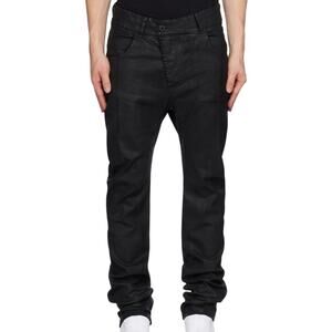 11 by Boris Bidjan Saberi P1C Jeans size XL Black Coated Cotton Denim Extra Long